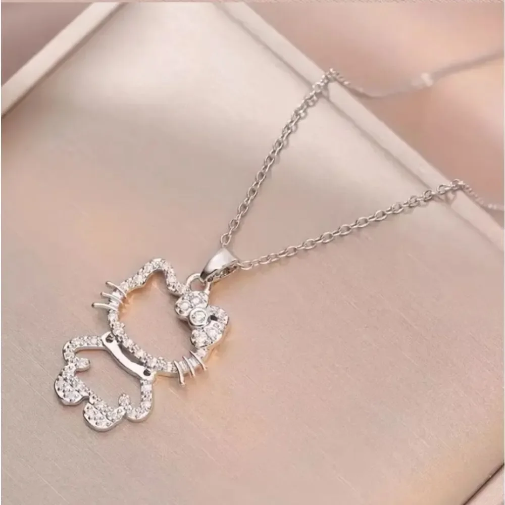 Elegant kitty charm necklace For Adults And Kids